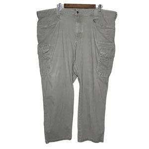 Lincoln 48X30 Mens Tan Regular Fit Flat Front Comfort Straight Leg Cargo Pants